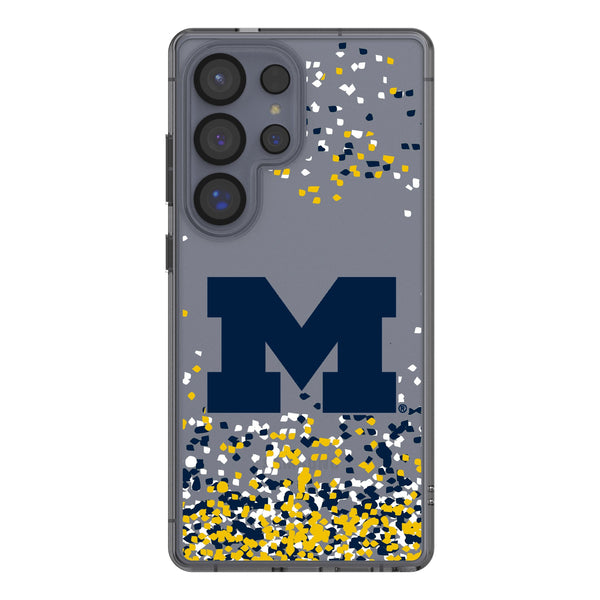 University of Michigan Wolverines Confetti Galaxy Clear Phone Case for Samsung Galaxy