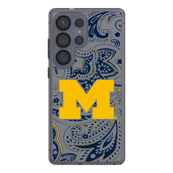 University of Michigan Wolverines Paisley Galaxy Clear Phone Case for Samsung Galaxy