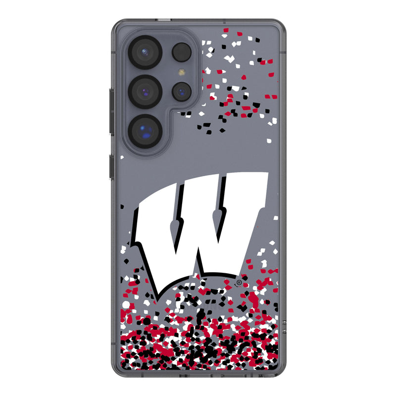 University of Wisconsin Badgers Confetti Galaxy Clear Phone Case for Samsung Galaxy