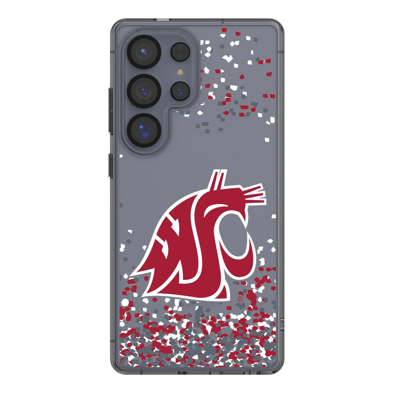Washington State University Cougars Confetti Galaxy Clear Phone Case for Samsung Galaxy