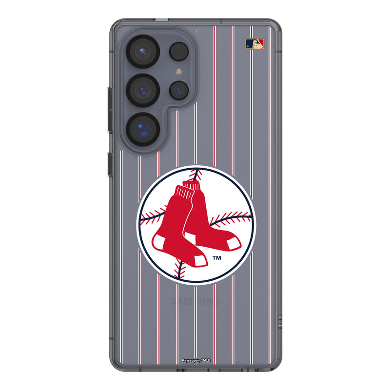 Boston Red Sox 1970-1975 - Cooperstown Collection Pinstripe Galaxy Clear Phone Case for Samsung Galaxy