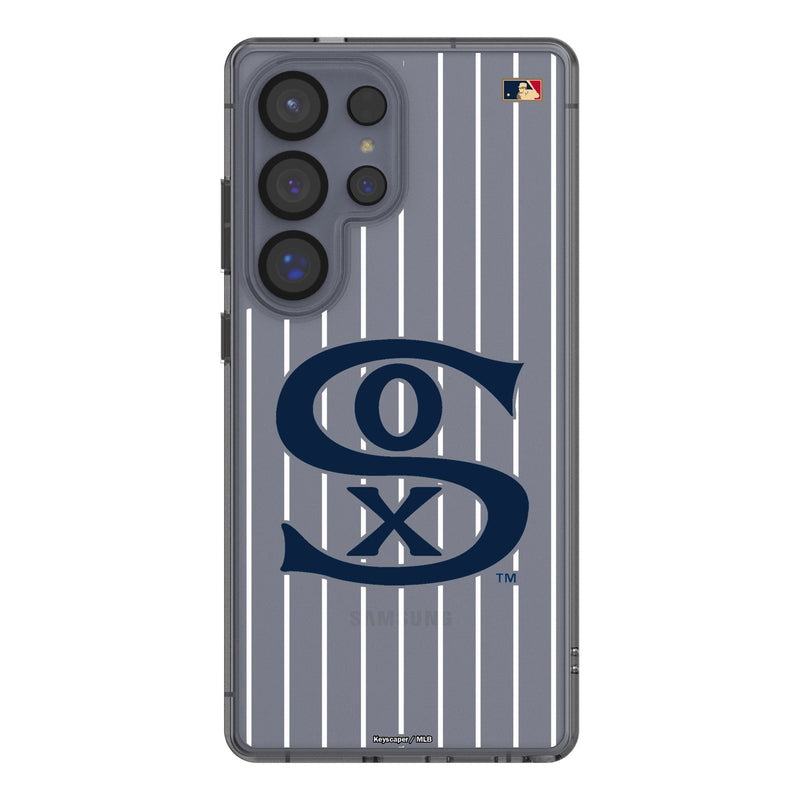 Chicago White Sox Road 1919-1921 - Cooperstown Collection Pinstripe Galaxy Clear Phone Case for Samsung Galaxy