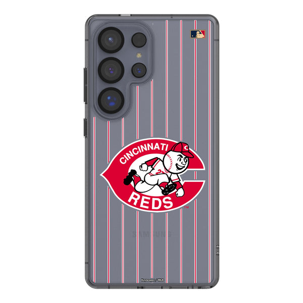 Cincinnati Reds 1974-1992 - Cooperstown Collection Pinstripe Galaxy Clear Phone Case for Samsung Galaxy