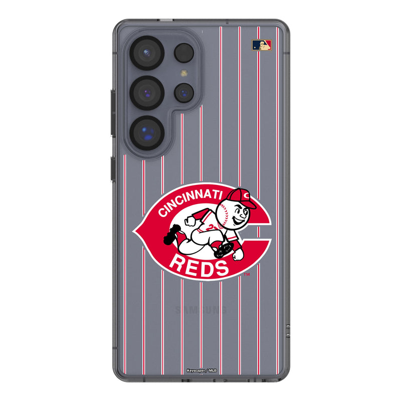 Cincinnati Reds 1974-1992 - Cooperstown Collection Pinstripe Galaxy Clear Phone Case for Samsung Galaxy
