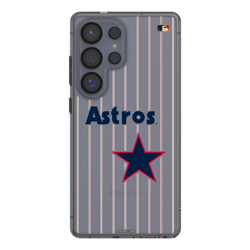 Houston Astros 1975-1981 - Cooperstown Collection Pinstripe Galaxy Clear Phone Case for Samsung Galaxy