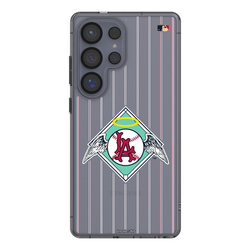 LA Angels 1961-1965 - Cooperstown Collection Pinstripe Galaxy Clear Phone Case for Samsung Galaxy