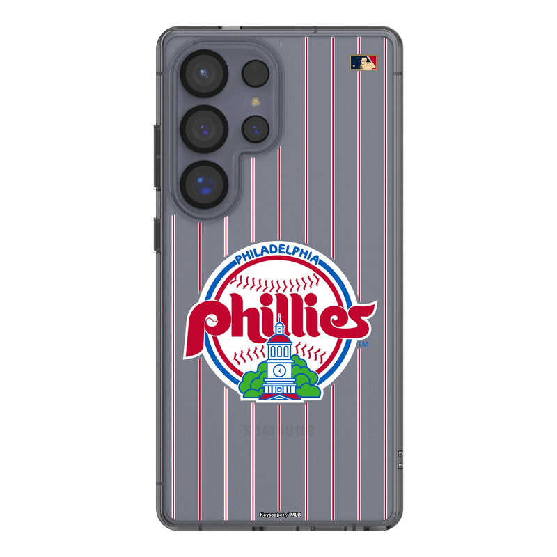 Philadelphia Phillies 1984-1991 - Cooperstown Collection Pinstripe Galaxy Clear Phone Case for Samsung Galaxy