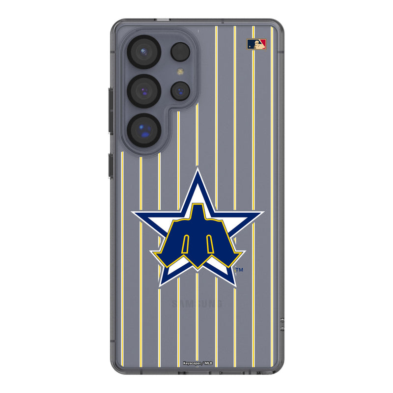 Seattle Mariners 1981-1986 - Cooperstown Collection Pinstripe Galaxy Clear Phone Case for Samsung Galaxy