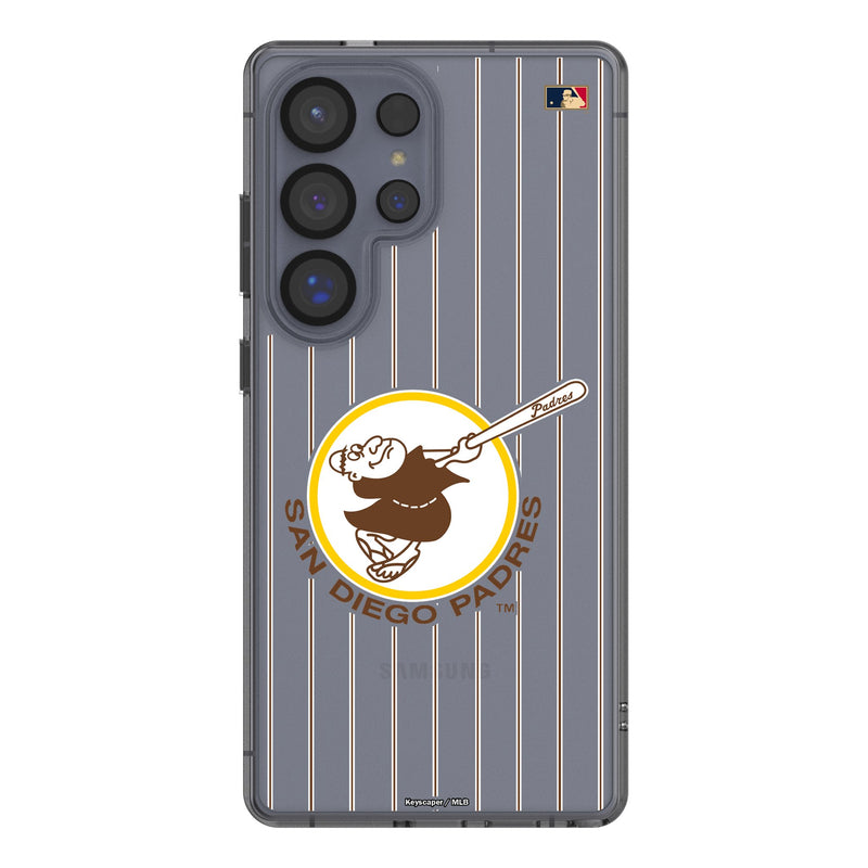 San Diego Padres 1969-1984 - Cooperstown Collection Pinstripe Galaxy Clear Phone Case for Samsung Galaxy
