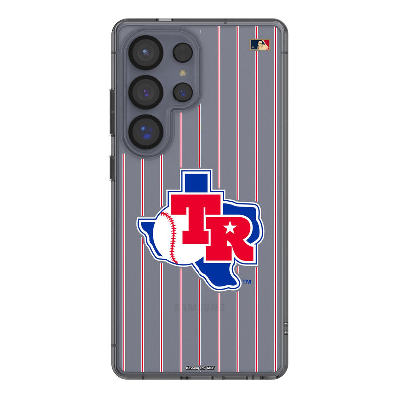 Texas Rangers 1981-1983 - Cooperstown Collection Pinstripe Galaxy Clear Phone Case for Samsung Galaxy