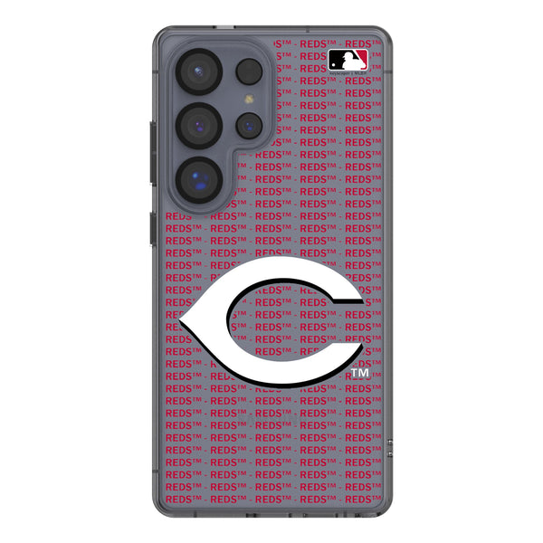 Cincinnati Reds Text Backdrop Galaxy Clear Phone Case for Samsung Galaxy