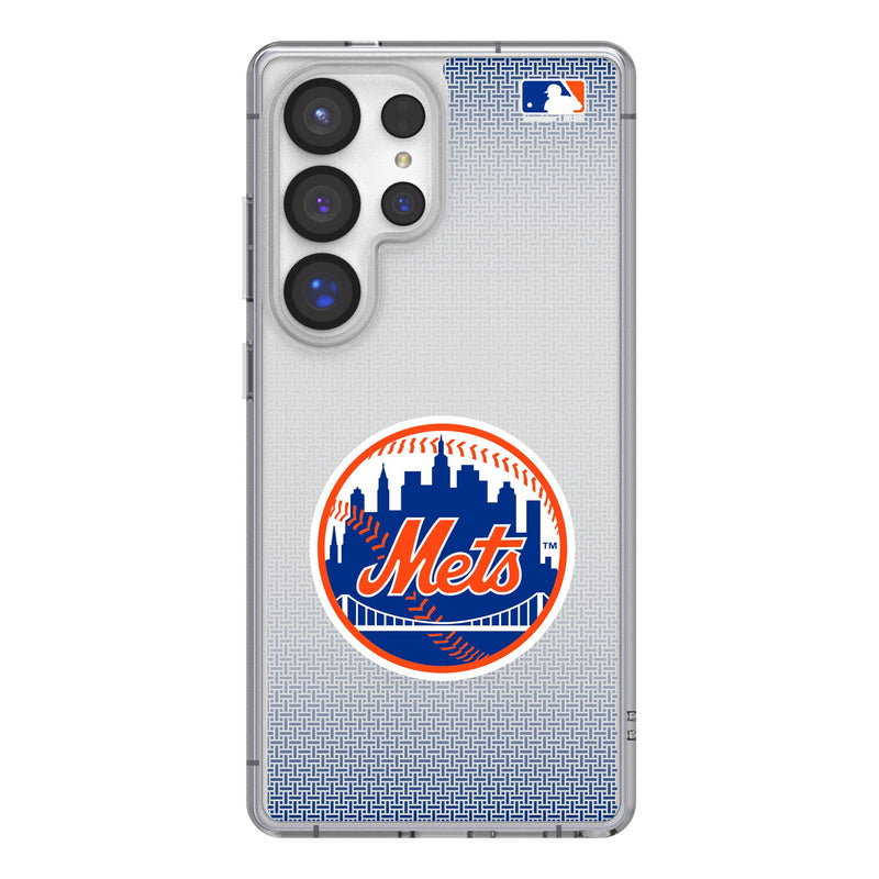 New York Mets Linen Galaxy Clear Phone Case for Samsung Galaxy