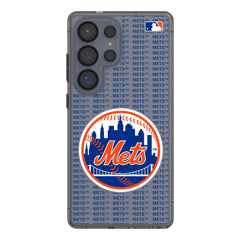 New York Mets Text Backdrop Galaxy Clear Phone Case for Samsung Galaxy
