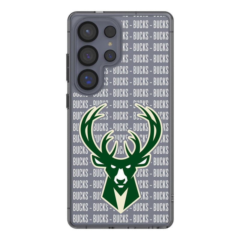 Milwaukee Bucks Text Backdrop Galaxy Clear Phone Case for Samsung Galaxy