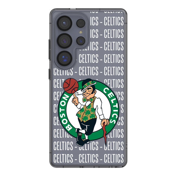 Boston Celtics Text Backdrop Galaxy Clear Phone Case for Samsung Galaxy