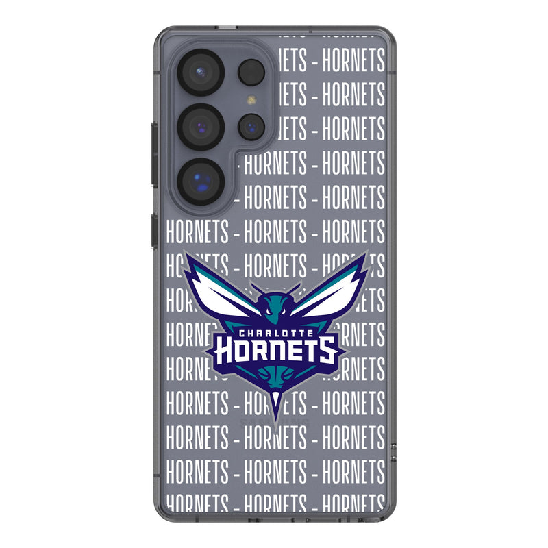Charlotte Hornets Text Backdrop Galaxy Clear Phone Case for Samsung Galaxy