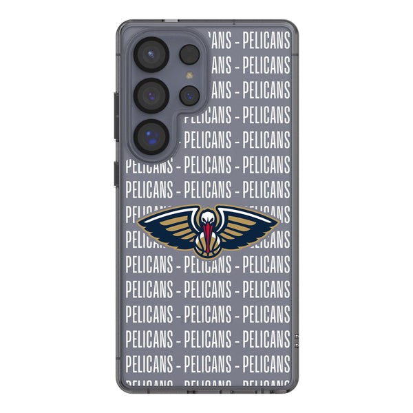 New Orleans Pelicans Text Backdrop Galaxy Clear Phone Case for Samsung Galaxy