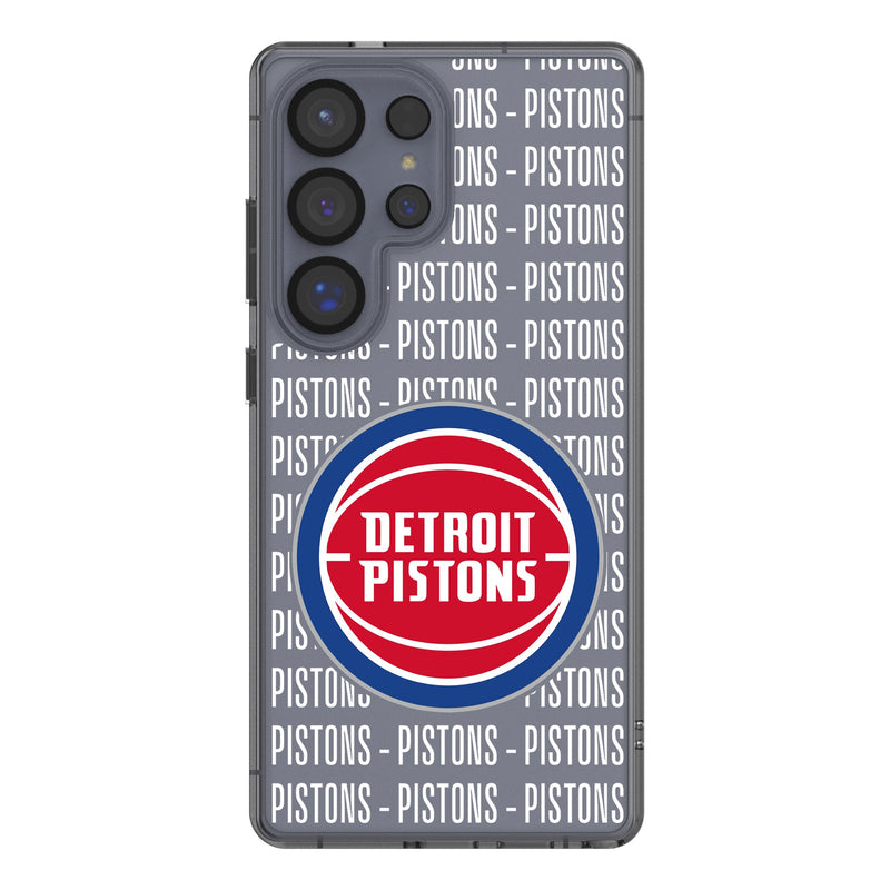 Detroit Pistons Text Backdrop Galaxy Clear Phone Case for Samsung Galaxy