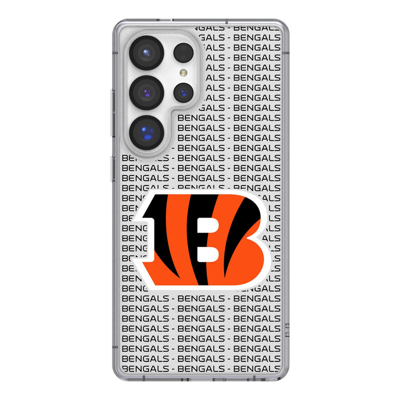 Cincinnati Bengals Text Backdrop Galaxy Clear Phone Case for Samsung Galaxy