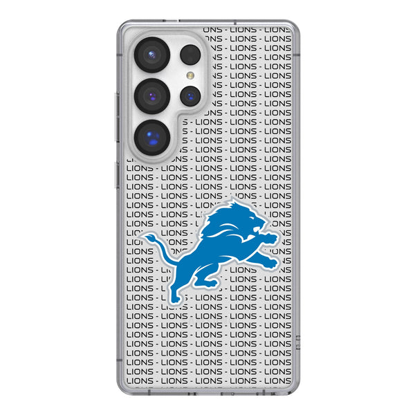 Detroit Lions Text Backdrop Galaxy Clear Phone Case for Samsung Galaxy
