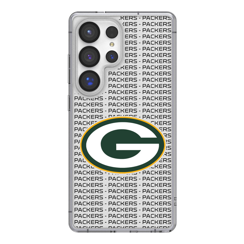 Green Bay Packers Text Backdrop Galaxy Clear Phone Case for Samsung Galaxy