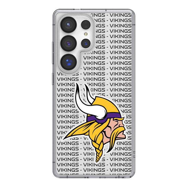 Minnesota Vikings Text Backdrop Galaxy Clear Phone Case for Samsung Galaxy