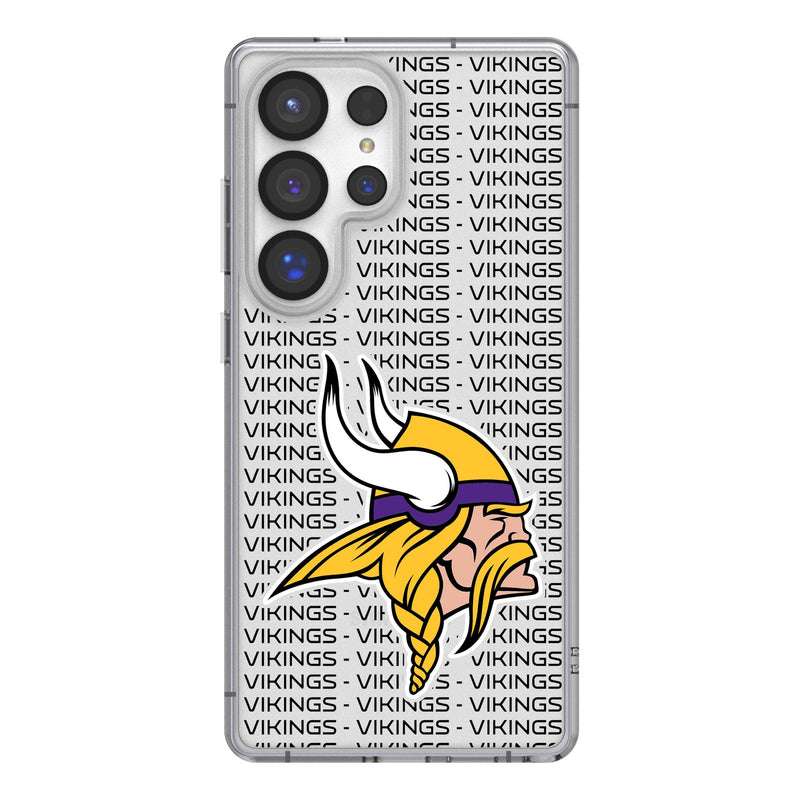 Minnesota Vikings Text Backdrop Galaxy Clear Phone Case for Samsung Galaxy