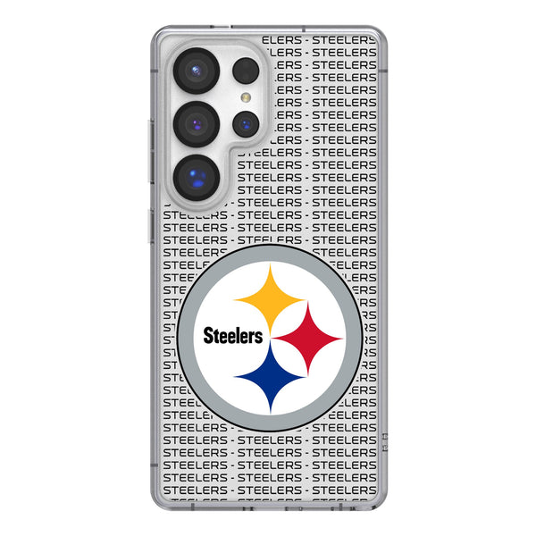 Pittsburgh Steelers Text Backdrop Galaxy Clear Phone Case for Samsung Galaxy