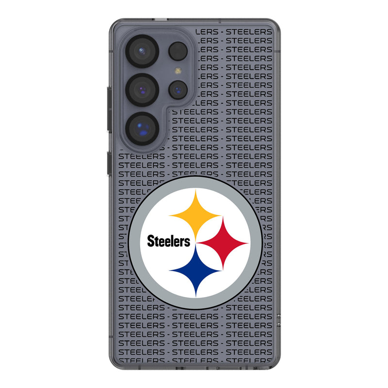 Pittsburgh Steelers Text Backdrop Galaxy Clear Phone Case for Samsung Galaxy