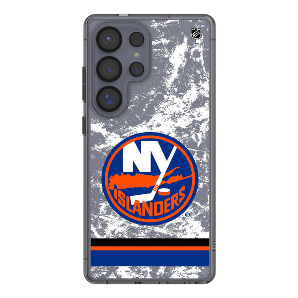 New York Islanders Ice Stripe Galaxy Clear Phone Case for Samsung Galaxy
