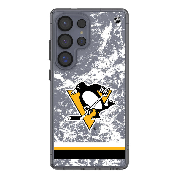 Pittsburgh Penguins Ice Stripe Galaxy Clear Phone Case for Samsung Galaxy