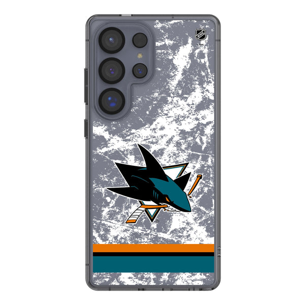 San Jose Sharks Ice Stripe Galaxy Clear Phone Case for Samsung Galaxy
