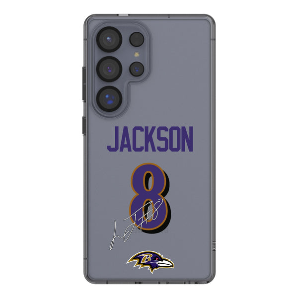 Lamar Jackson Baltimore Ravens 8 Game Tactic Galaxy Clear Phone Case for Samsung Galaxy