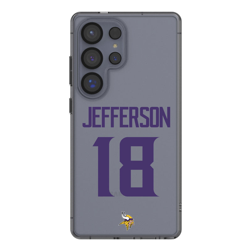 Justin Jefferson Minnesota Vikings 18 Game Tactic Galaxy Clear Phone Case for Samsung Galaxy