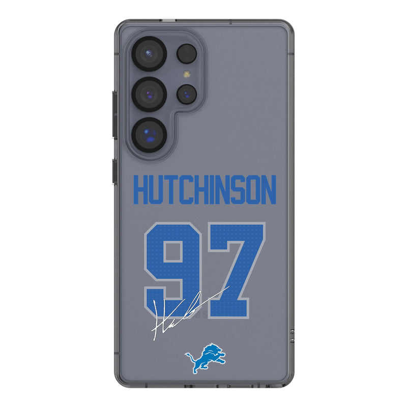Aidan Hutchinson Detroit Lions 97 Game Tactic Galaxy Clear Phone Case for Samsung Galaxy