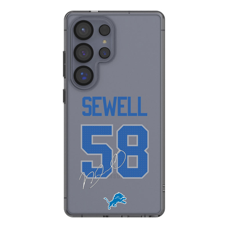 Penei Sewell Detroit Lions 58 Game Tactic Galaxy Clear Phone Case for Samsung Galaxy