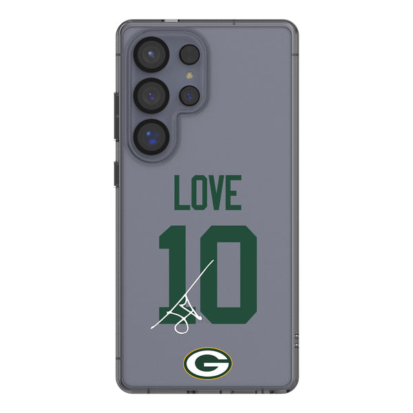Jordan Love Green Bay Packers 10 Game Tactic Galaxy Clear Phone Case for Samsung Galaxy