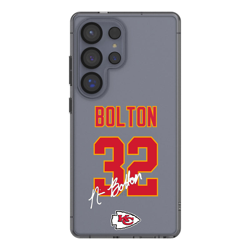 Nick Bolton Kansas City Chiefs 32 Game Tactic Galaxy Clear Phone Case for Samsung Galaxy