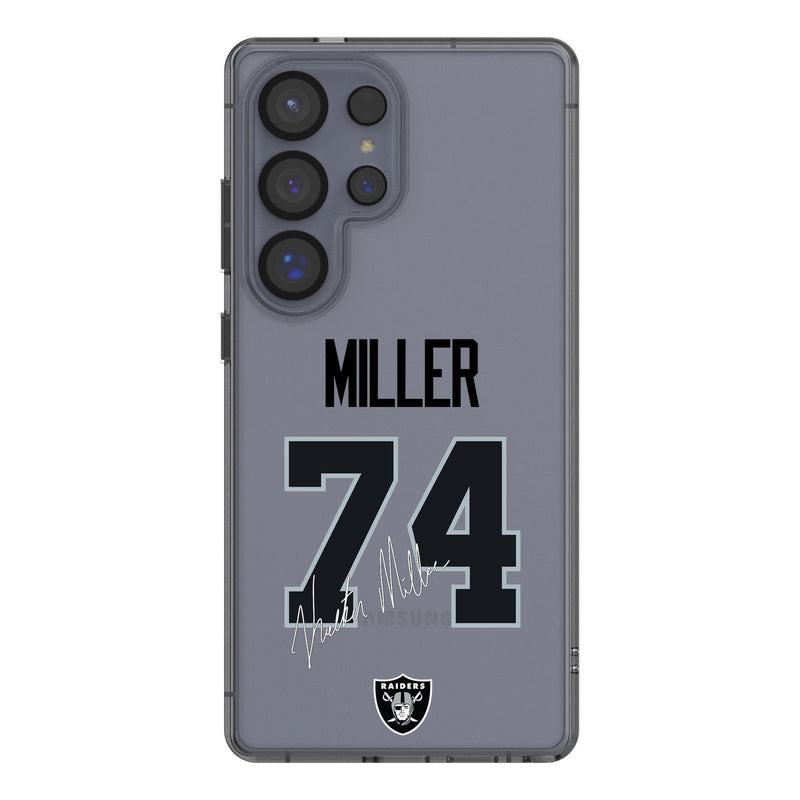 Kolton Miller Las Vegas Raiders 74 Game Tactic Galaxy Clear Phone Case for Samsung Galaxy