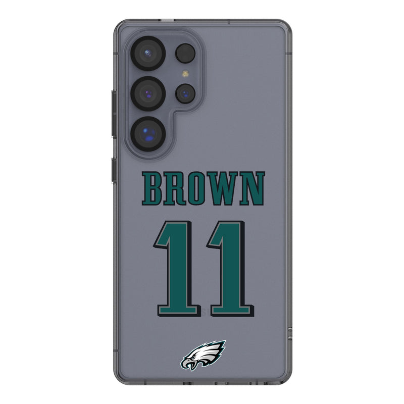 A.J. Brown Philadelphia Eagles 11 Game Tactic Galaxy Clear Phone Case for Samsung Galaxy
