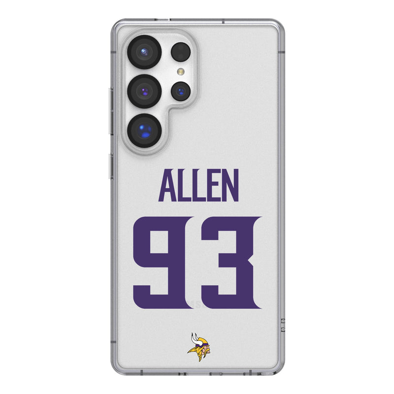 Jonathan Allen Minnesota Vikings 93 Game Tactic Galaxy Clear Phone Case for Samsung Galaxy