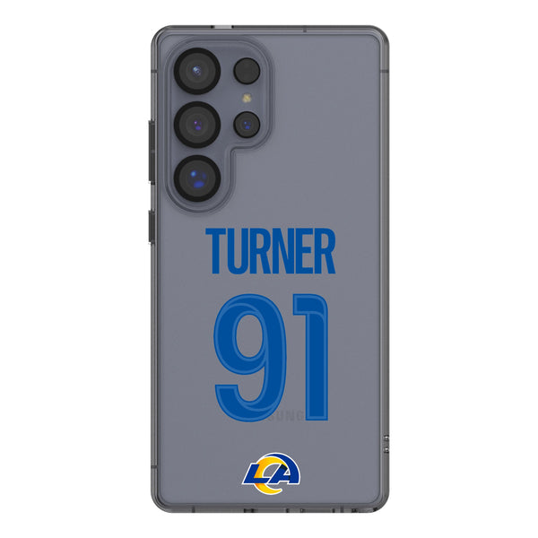 Kobie Turner Los Angeles Rams 91 Game Tactic Galaxy Clear Phone Case for Samsung Galaxy
