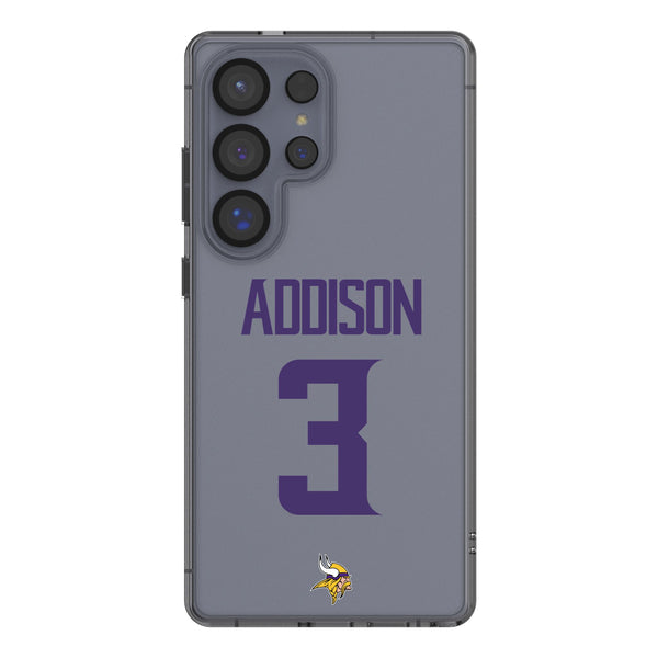 Jordan Addison Minnesota Vikings 3 Game Tactic Galaxy Clear Phone Case for Samsung Galaxy