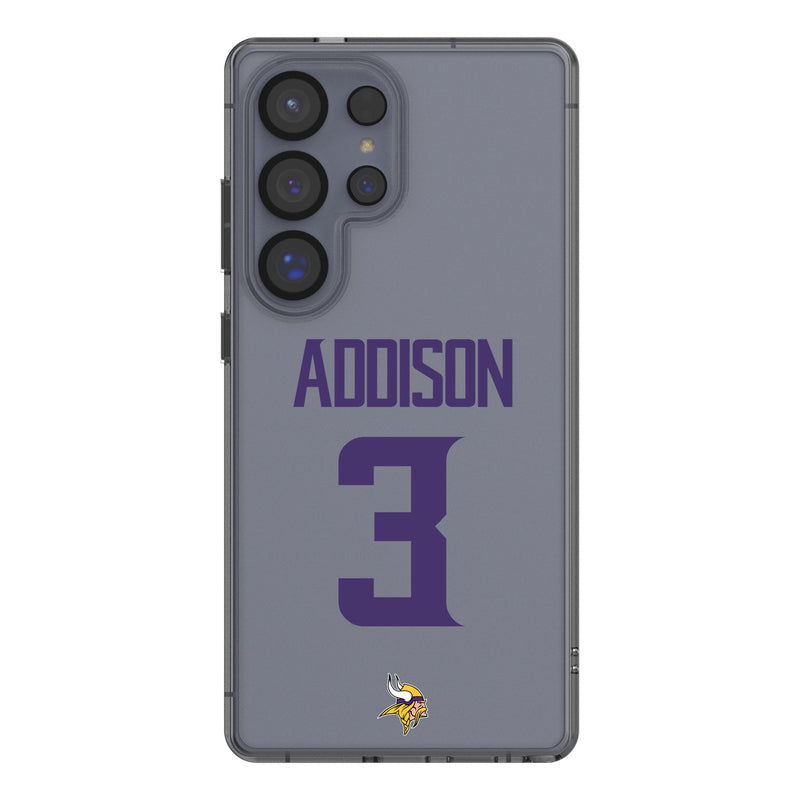 Jordan Addison Minnesota Vikings 3 Game Tactic Galaxy Clear Phone Case for Samsung Galaxy