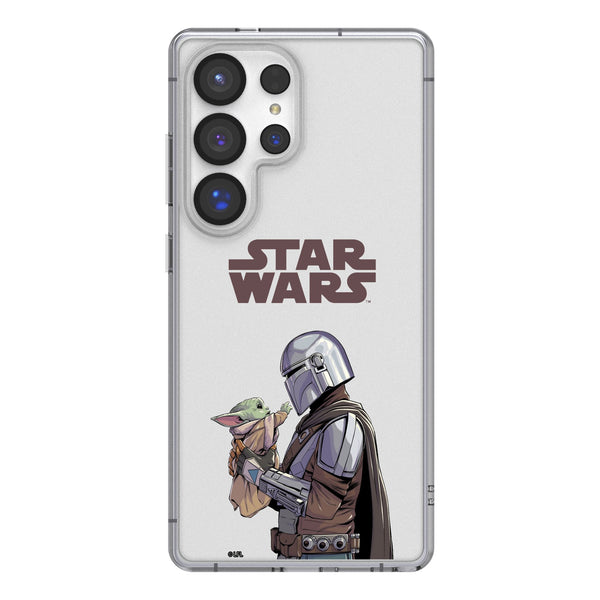 Star Wars: The Mandalorian Grogu and Din Djarin Color Block Galaxy Clear Phone Case for Samsung Galaxy
