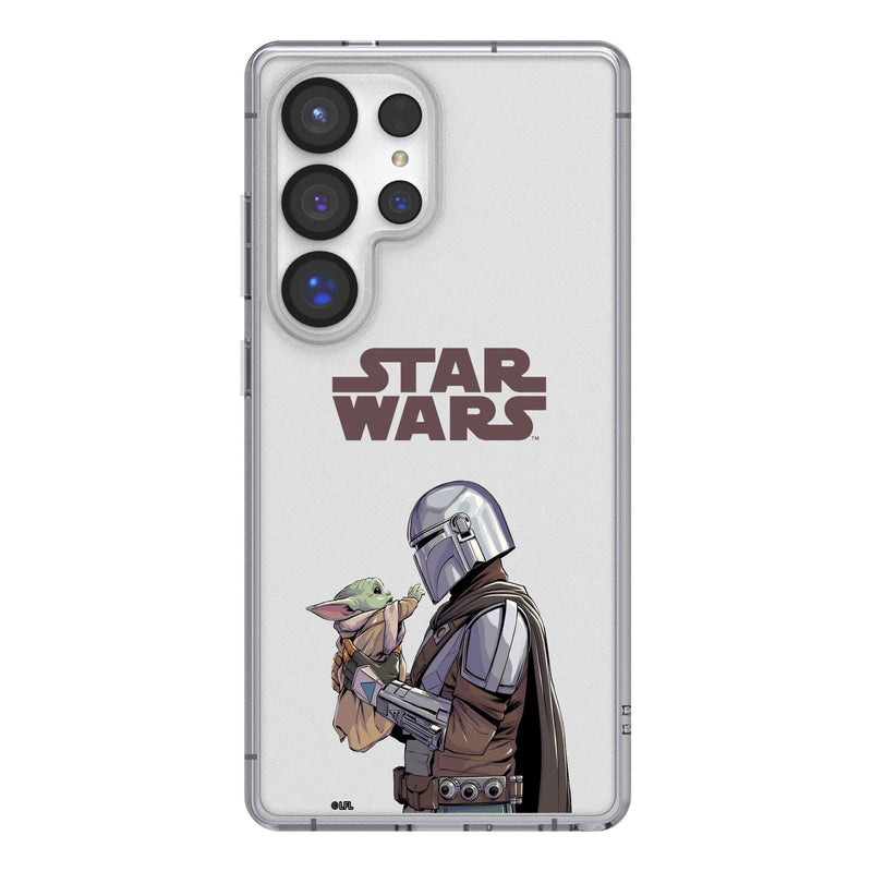 Star Wars: The Mandalorian Grogu and Din Djarin Color Block Galaxy Clear Phone Case for Samsung Galaxy