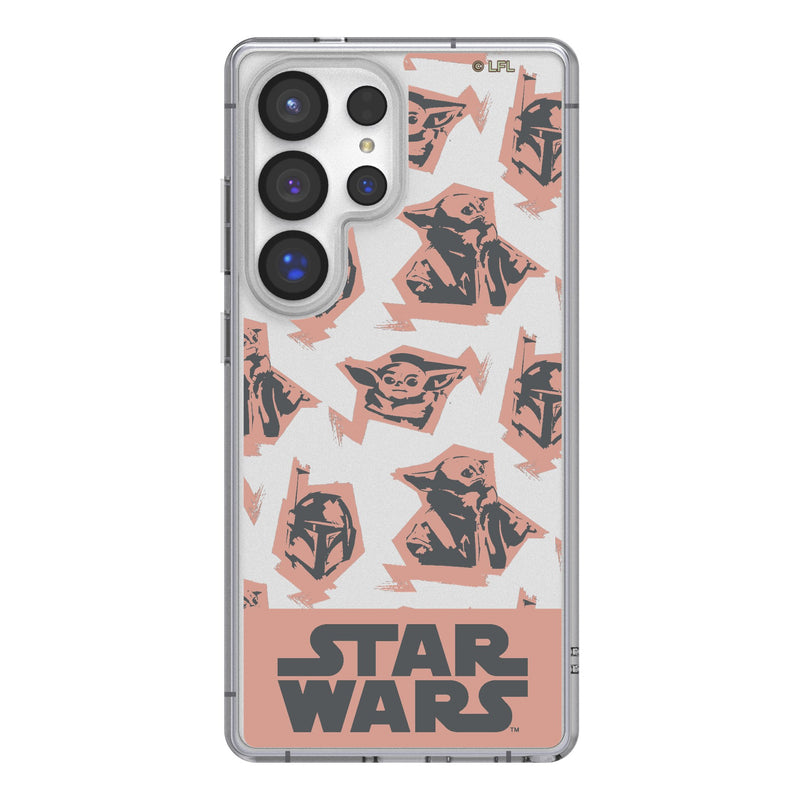 Star Wars: The Mandalorian Grogu Pattern Galaxy Clear Phone Case for Samsung Galaxy