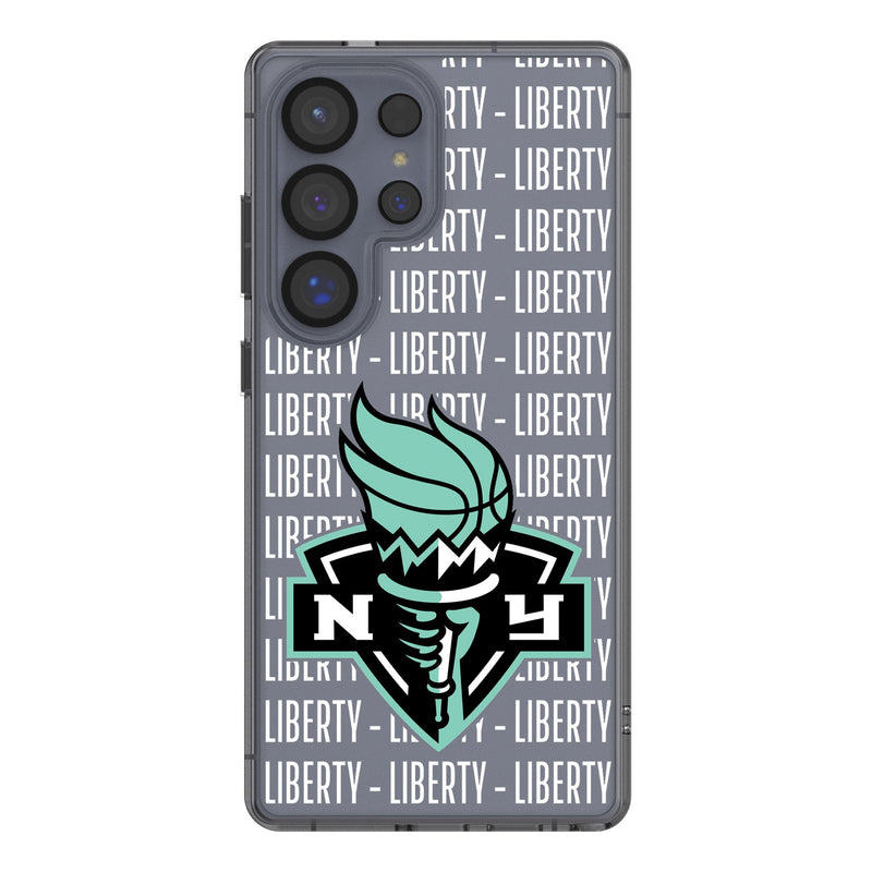 New York Liberty Text Backdrop Galaxy Clear Phone Case for Samsung Galaxy