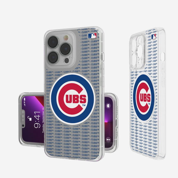 Chicago Cubs Text Backdrop iPhone Clear Phone Case