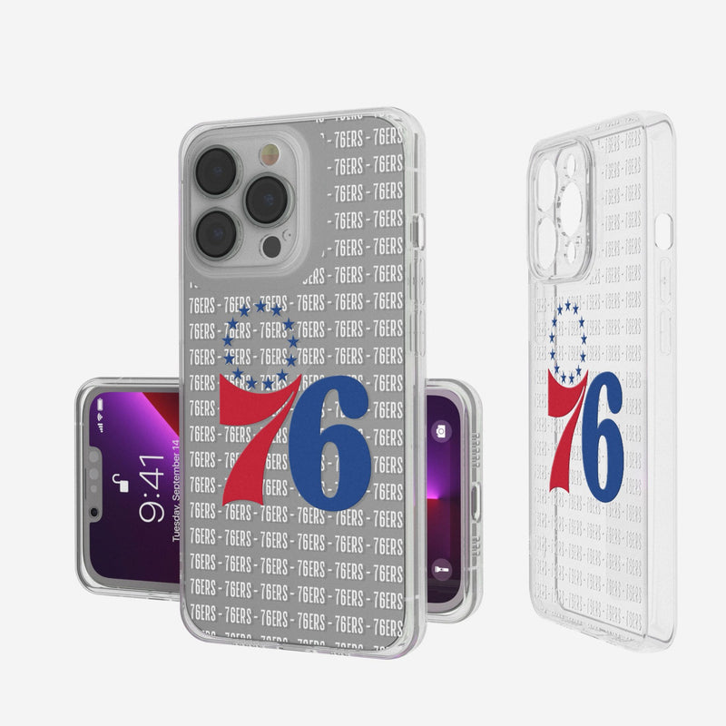 Philadelphia 76ers Text Backdrop iPhone Clear Phone Case
